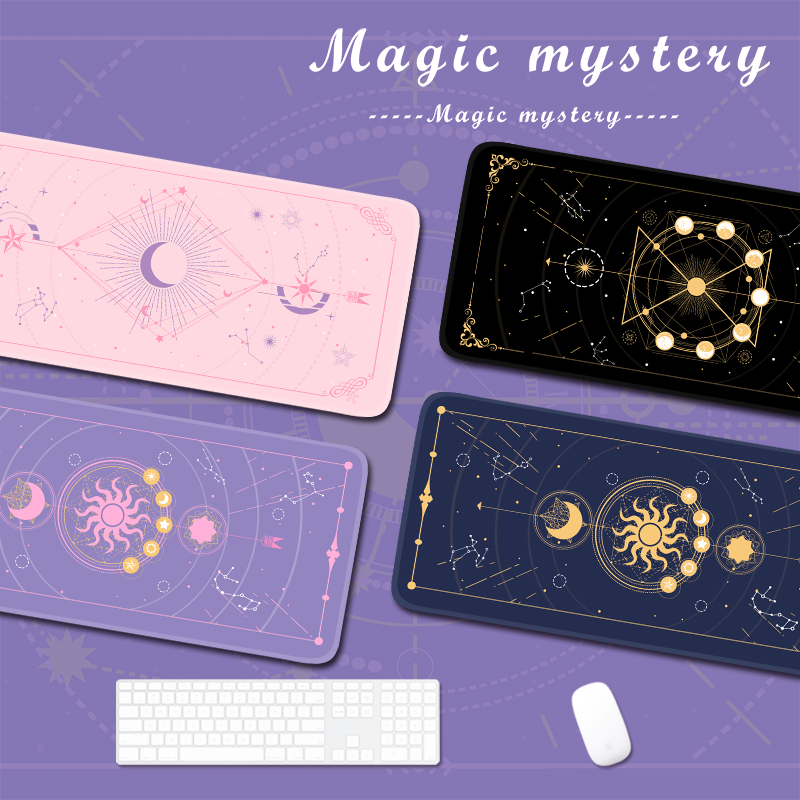 Gaming Accessories Girls - 魔法の月の星が付いたゲームマウスパッド,大きいサイズ,紫,かわいいxxl,防水,滑り止め,ラップトップ,デスクアクセサリー