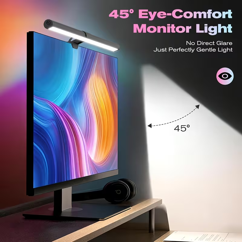 Gaming Accessories Led - USB給電式LEDモニターライトバー、RGBカラーチェンジ式吊り下げスクリーンランプ、PCゲームルーム用無段階調光雰囲気ライト