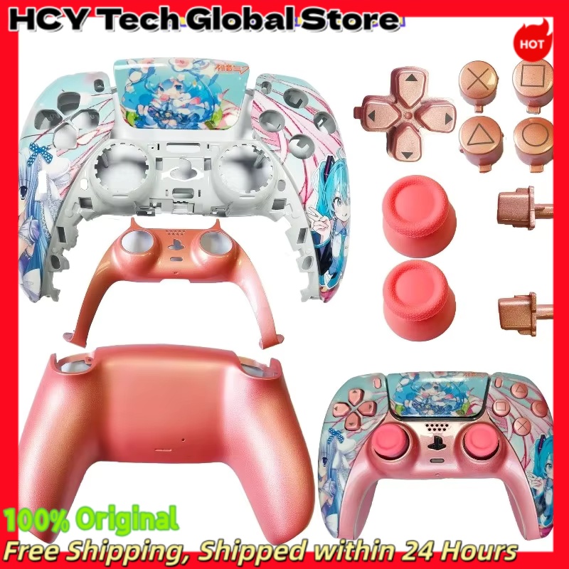 Gaming Accessories Girls - HCY PS5用ゲームコントローラー交換用シェル、アニメ「ツインテールガール」テーマのカバーケース、PS5アクセサリー、ゲームパッドの装飾、ギフト、コレクション用。