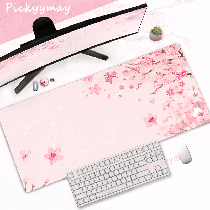 Gaming Accessories Girls - ピンク桜マウスパッドホームコンピュータテーブル大型 Pc マウスパッドアート桜キーボードマウスラグデスクマットオフィスアクセサリー