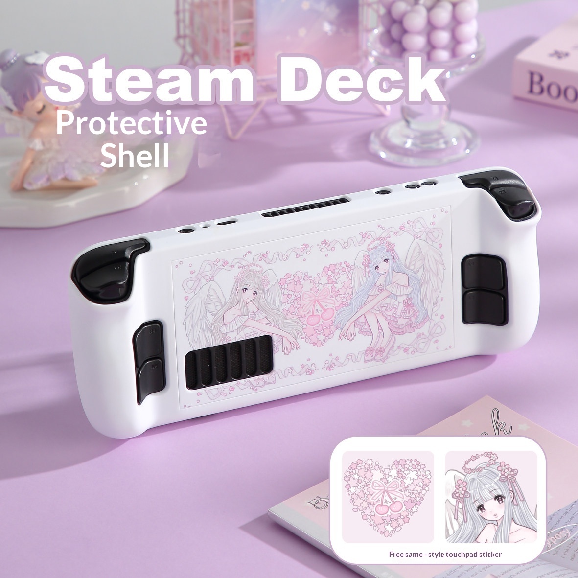 Gaming Accessories 10 Year Old - スチームデッキ保護ケースピンク桜エンジェルパターン PC ハードカバースチームデッキ Oled ポータブルゲームゲーマー用