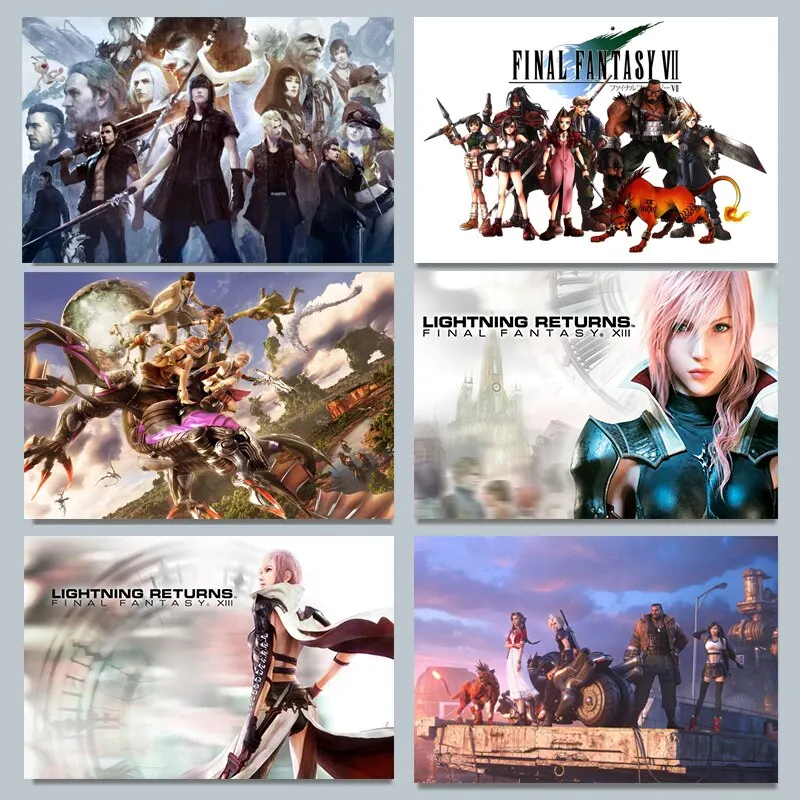 Gaming Accessories Decor - ファイナルファンタジー VII ベイパーワーブ キャンバス ポスター クラウド