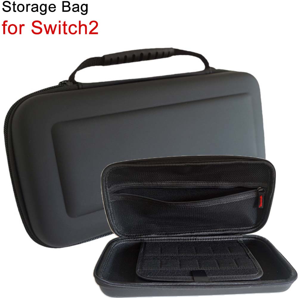 Gaming Accessories Bag - 黒の収納袋 Switch2 ゲームコンソール用キャリングケース カードスロット付き 30x14.5x6cm トラベルハンドバッグ