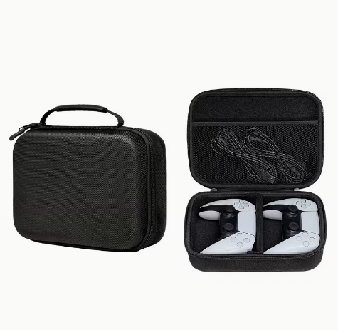 Gaming Accessories Bag - 2つのゲームコントローラー用ポータブルEVAハードキャリーバッグ、衝撃防止保護収納ケース、ゲームアクセサリー用メッシュポケット付き