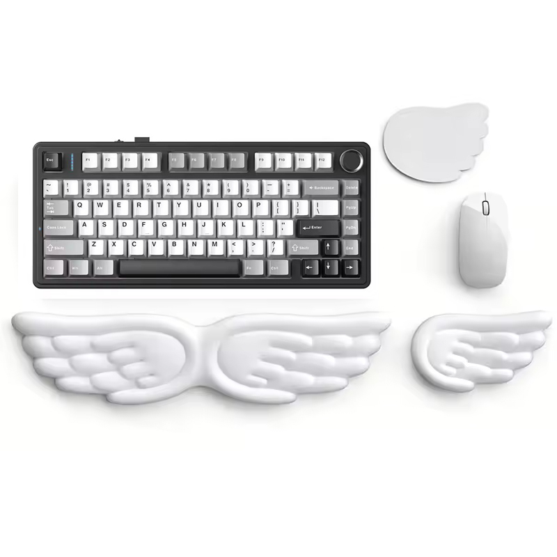Gaming Accessories Girls - メカニカルキーボードマウスリストレストエンジェルウィング低反発マウスクッションサポートパッド手首サポートオフィスコンピュータラップトップ用