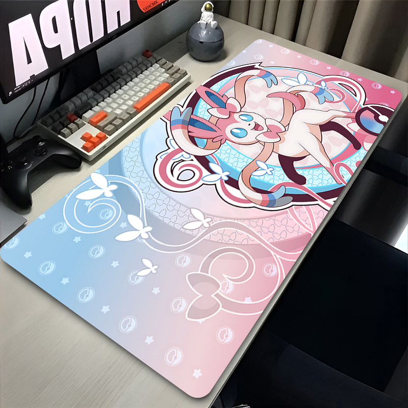 Gaming Accessories Girls - 大型ピンクかわいいマウスパッド XXL ゲームコンピュータアクセサリー P-ポケモン シルベオン キーボード