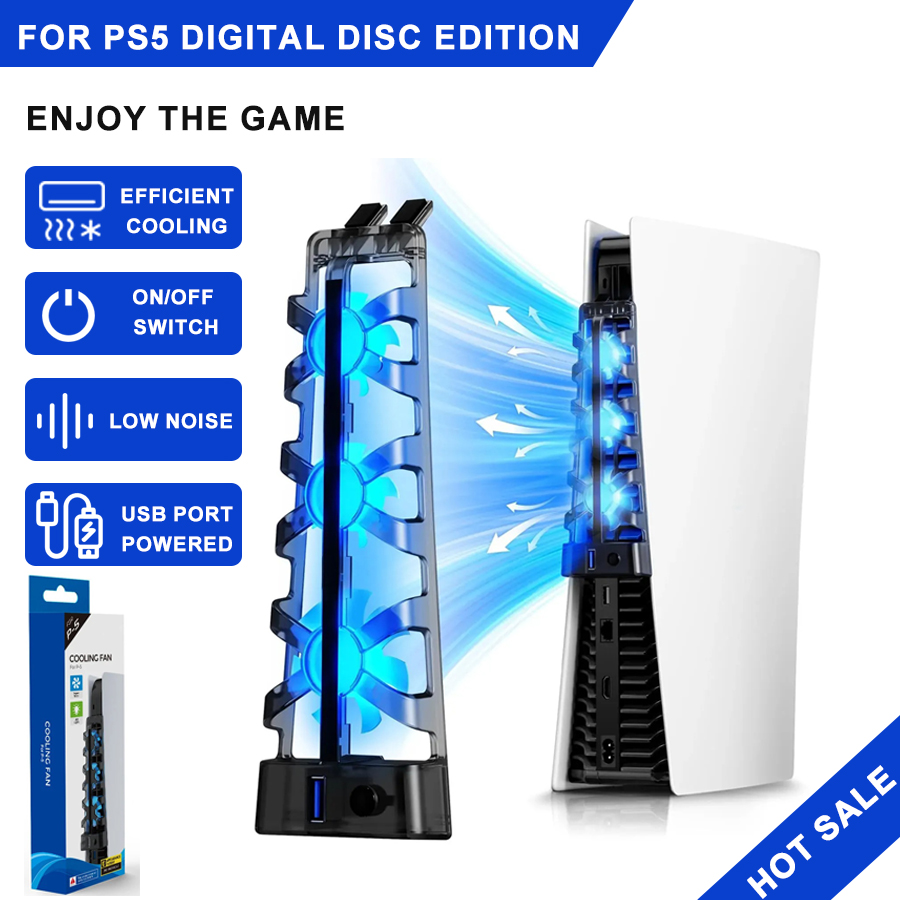 Gaming Accessories Led - PS5用ディスク版とデジタル版の両方に対応するLEDライト付き冷却ファン、PS5ディスク版とデジタル版の両方に対応するゲームアクセサリー冷却システム