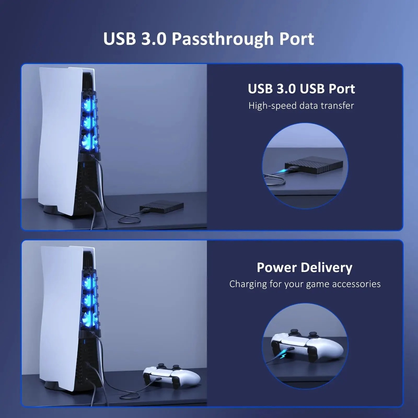 PS5 両方のディスク/デジタル版用 LED ライト付き冷却 - Gaming Accessories Led のレビューと価格
