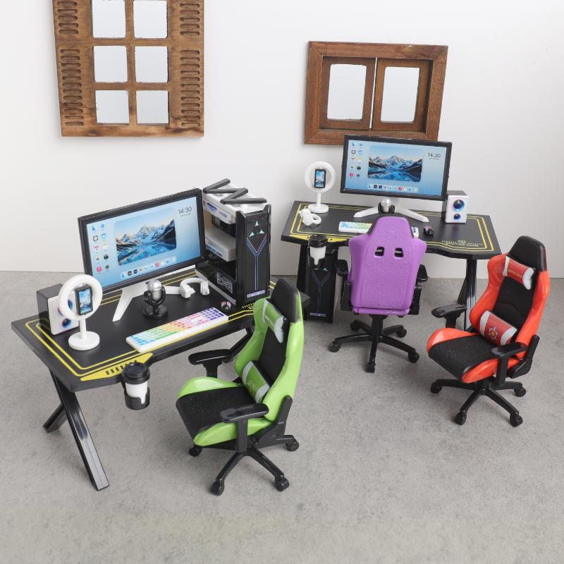1/12スケール ドールハウス用ミニゲーミングデスクチェアセ - Gaming Accessories Monitor のレビューと価格