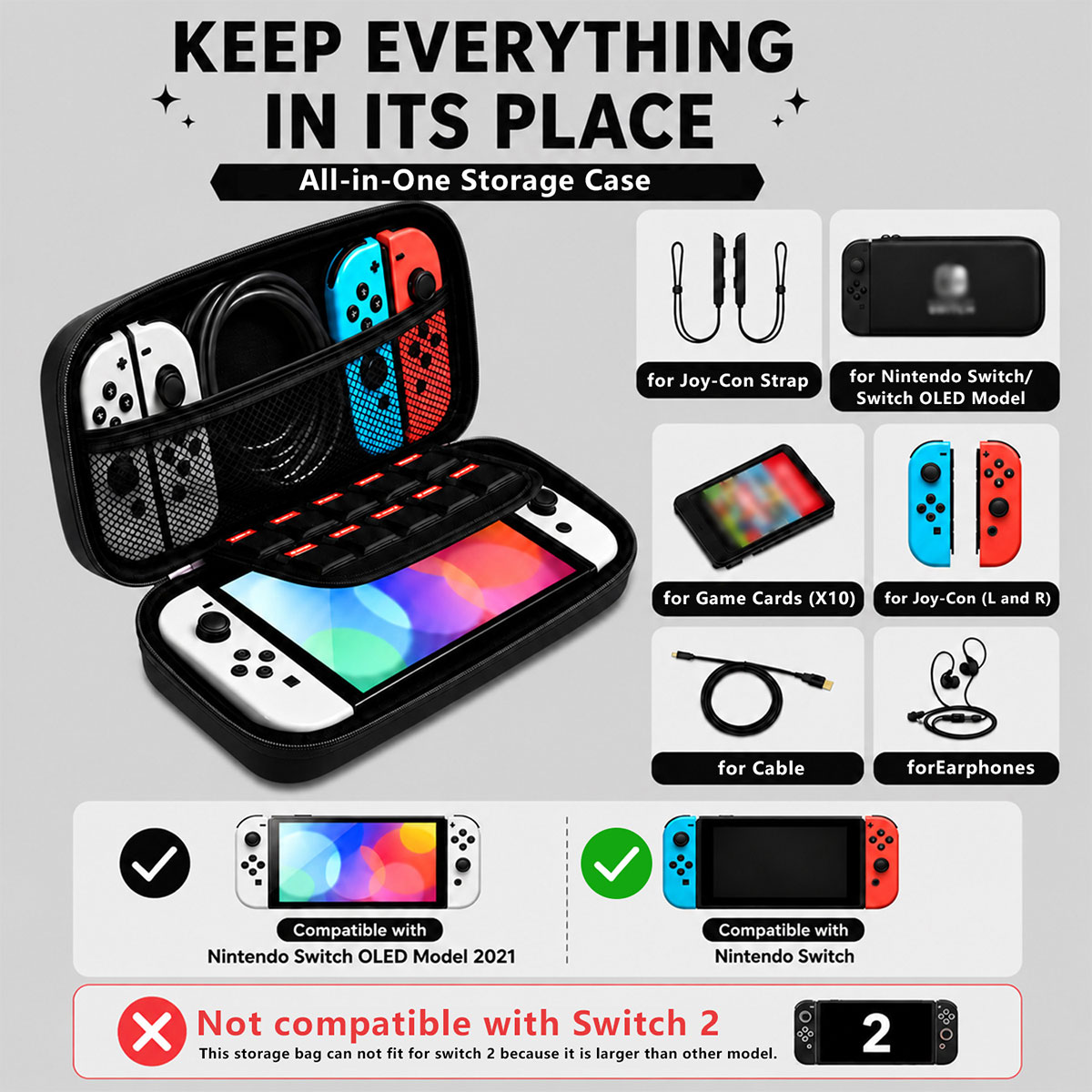 かわいい耐衝撃キャリーケース、ポータブルトラベルゲームアクセ - Gaming Accessories Bag のレビューと価格