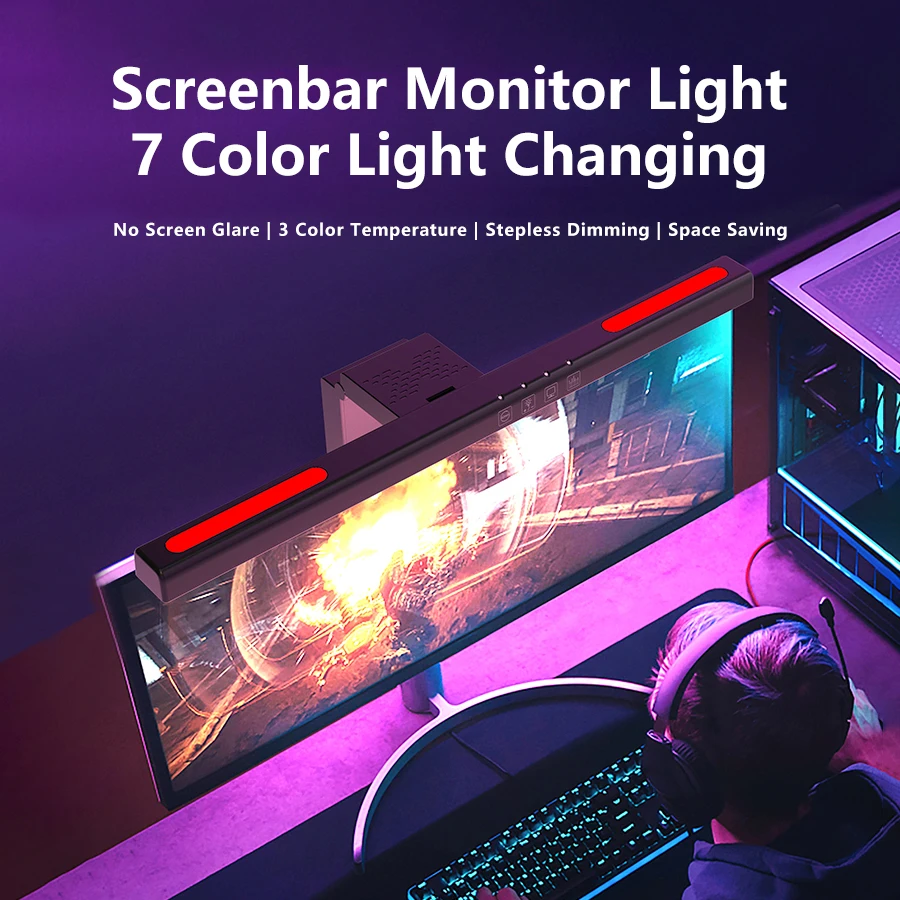USB 無段階調光スクリーン吊り下げライト曲面スクリーンモニ - Gaming Accessories Led のレビューと価格