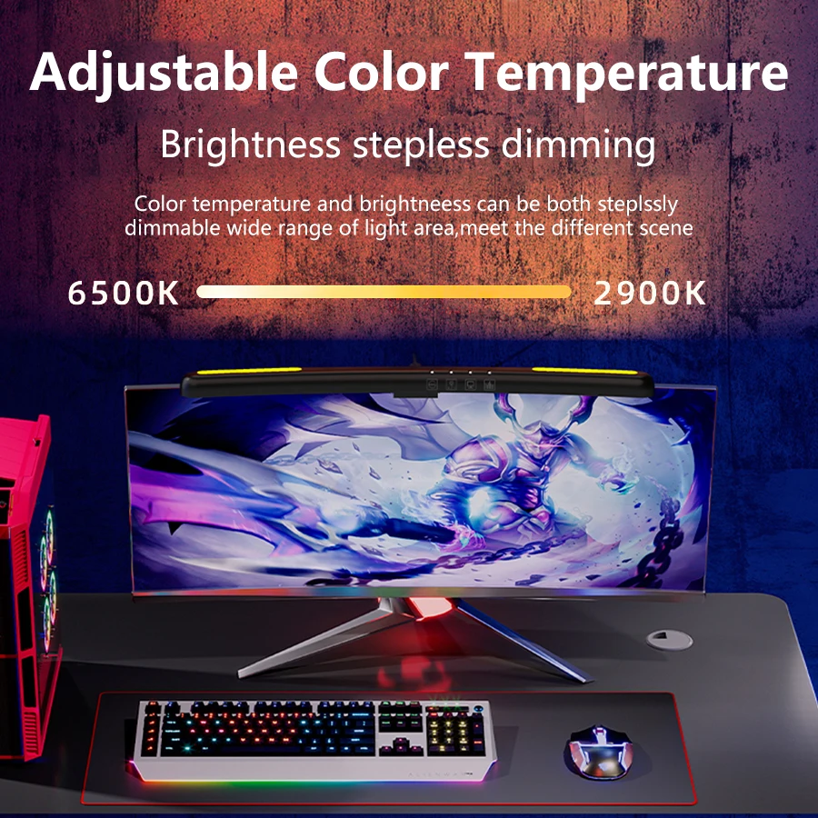 USB 無段階調光スクリーン吊り下げライト曲面スクリーンモニ - Gaming Accessories Led のレビューと価格