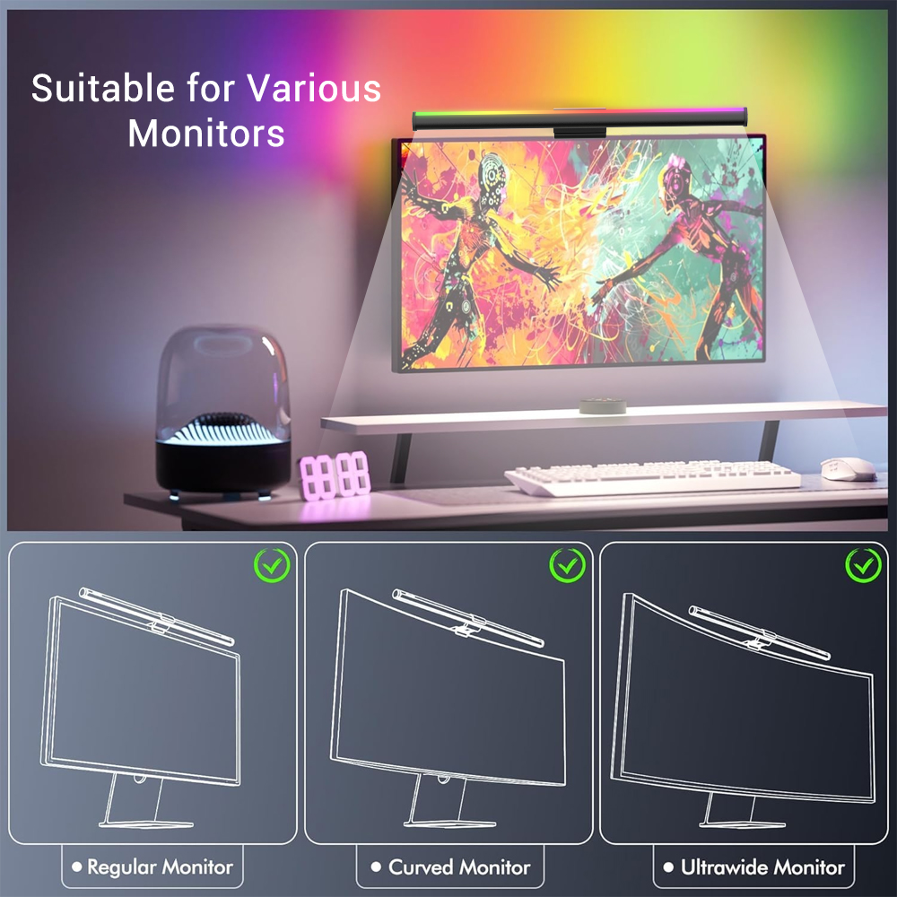 Wi-Fiライトバー モニターライトバー ランプ スクリーン - Gaming Accessories Monitor のレビューと価格