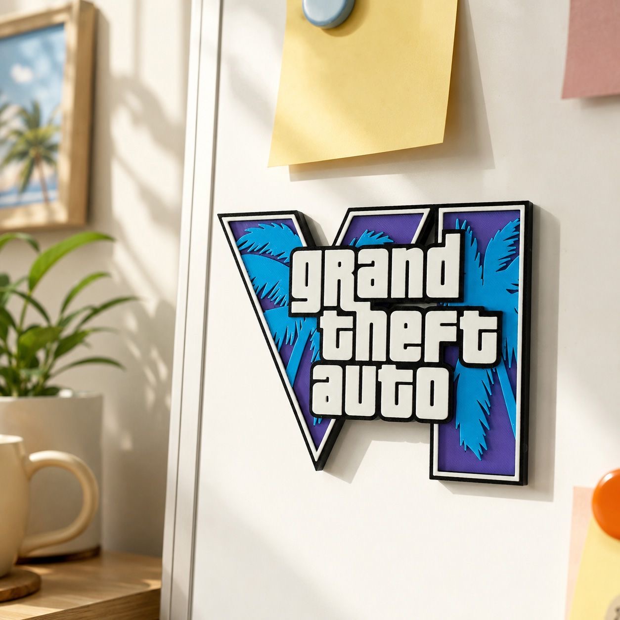 GTA6 3Dプリントロゴ マグネットステッカー 冷蔵庫マグ - Gaming Accessories Decor のレビューと価格