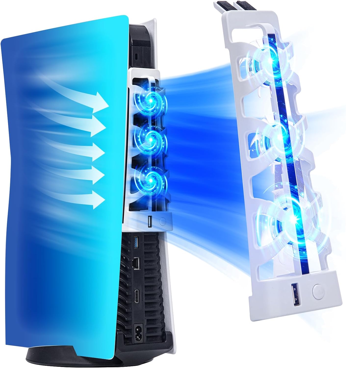 PS5用サイレント冷却ファン LEDライト付き 追加USBポ - Gaming Accessories Led のレビューと価格